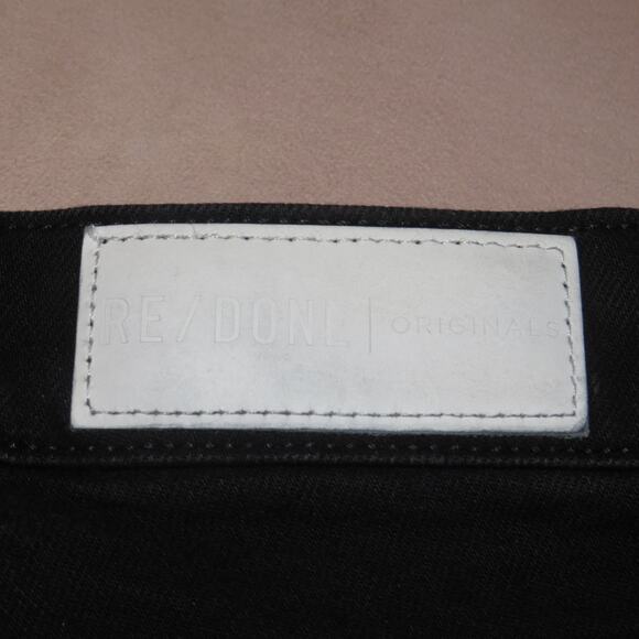 Re/Done Originals Faded Black High Rise Distressed Ankle Crop Jeans - Picture 10 of 13